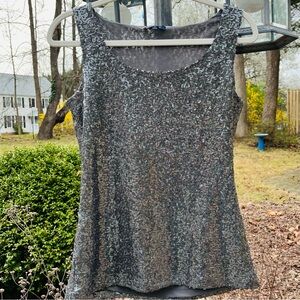 Pewter gray Anne Klein sequined tank top